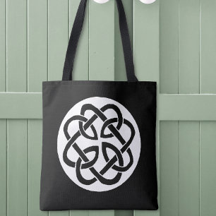 Bolsa Tote Símbolo de Círculo de Entrelaçamento Celta Preto e