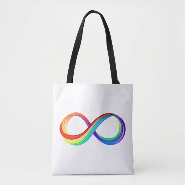 Bolsa Tote Símbolo de Infinidade Arco-Íris em Camadas (Frente)