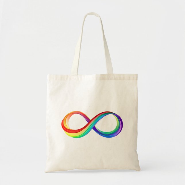 Bolsa Tote Símbolo de Infinidade Arco-Íris em Camadas (Frente)