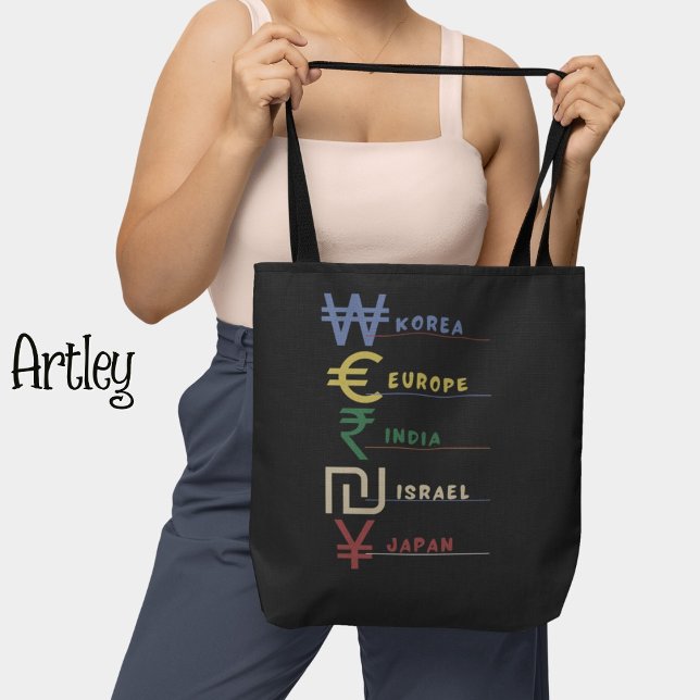 Bolsa Tote Símbolo de Moeda Internacional do Arco-Íris Viagem (Criador carregado)