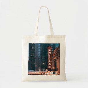 Bolsa Tote Símbolo De Neon De Chicago Illinois À Noite