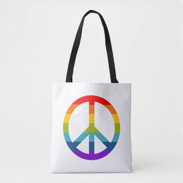 Bolsa Tote Símbolo de Paz do Arco-Íris (Frente)