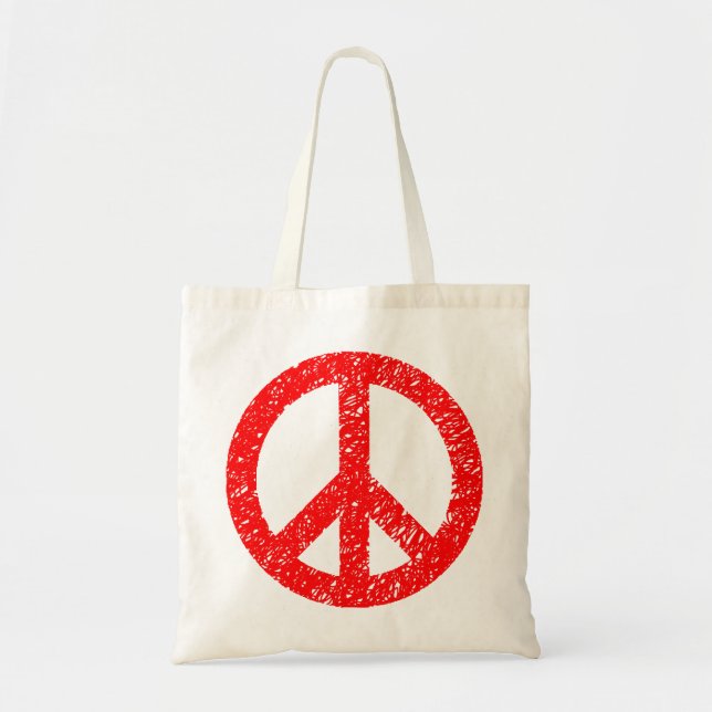 Bolsa Tote Símbolo de Paz Escrito - Vermelho (Frente)