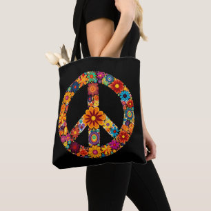 Bolsa Tote Símbolo de Paz Flor Hippy