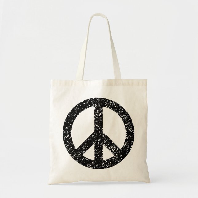 Bolsa Tote Símbolo de paz rabiscado - Preto (Frente)