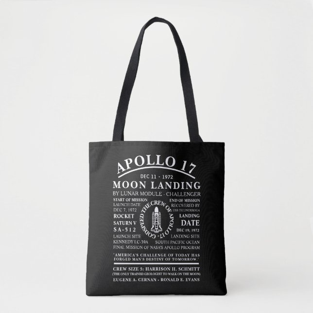 Bolsa Tote Símbolo de Voz Espacial Detalhada da Apolo 17 (Frente)