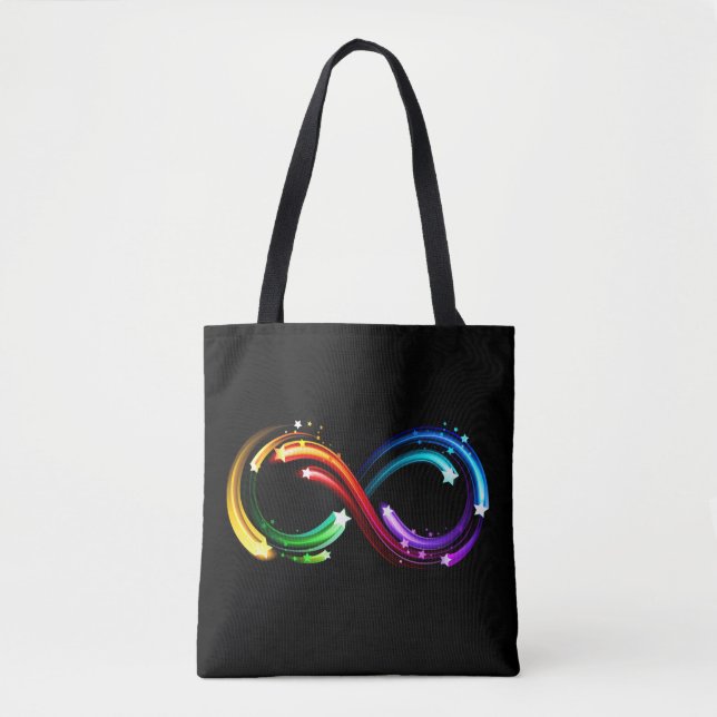 Bolsa Tote Símbolo do infinito de cometas arco-íris (Frente)