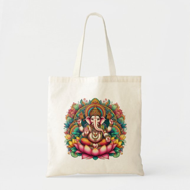 Bolsa Tote Símbolo Ganesha Embrulhando Boa Fortuna e Sucesso (Frente)