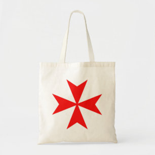 Bolsa Tote símbolo malta templar tricota vermelho cruz