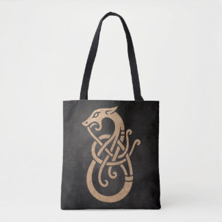 Bolsa Tote Símbolo Nó Serpente Viking Dourado