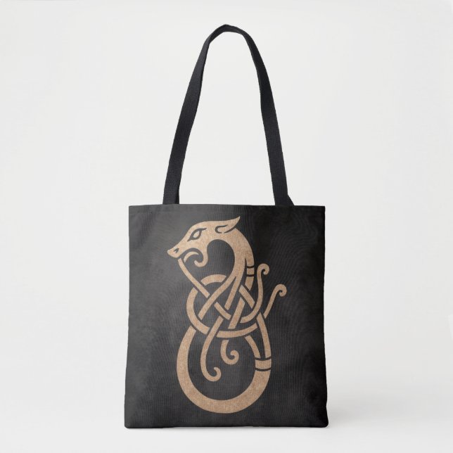 Bolsa Tote Símbolo Nó Serpente Viking Dourado (Frente)