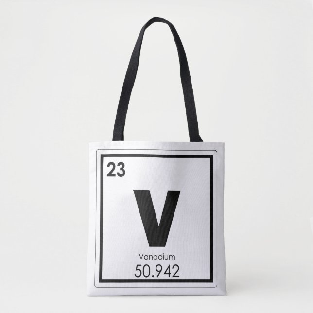 Bolsa Tote Símbolo químico de vanádio fórmula química (Frente)