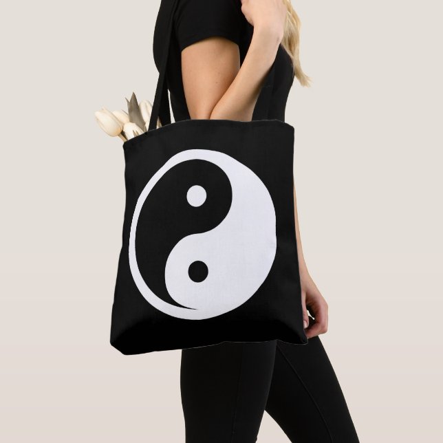 Bolsa Tote Símbolo Yin Yang - tatuagem sólida design 2 (Close Up)
