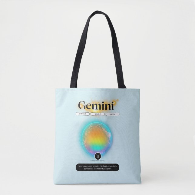 Bolsa Tote Símbolo Zodiac Moderno Gemini Cita Elemento Ar (Frente)