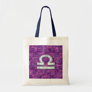 Bolsa Tote Símbolo Zodiac Moderno Libra da Fúchsia Digital Ca