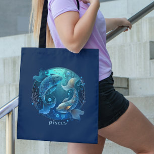 Bolsa Tote Símbolo Zodiac Peixes de Fantasia Celestial