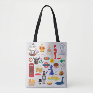 Bolsa Tote Símbolos britânicos do Reino Unido