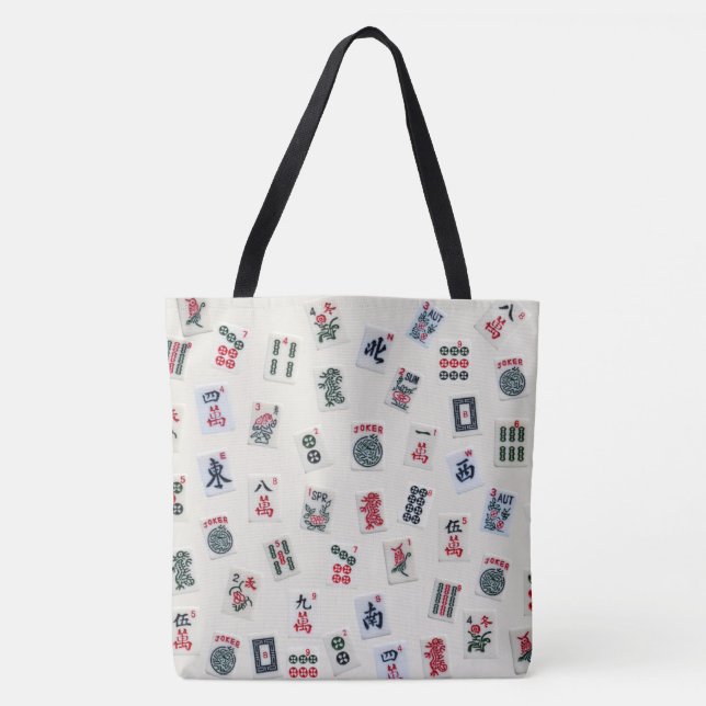 Bolsa Tote Símbolos de azulejo de jogos MahJongg (Frente)