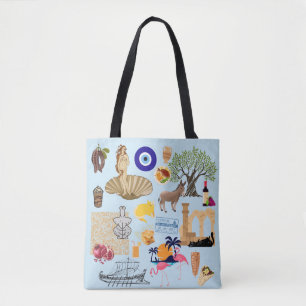 Bolsa Tote Símbolos de Chipre Amantes de Viagens