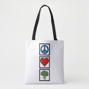 Bolsa Tote Símbolos de paz e brócolis