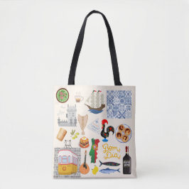 Bolsa Tote Símbolos de Portugal Amantes de Viagens