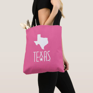 Bolsa Tote Símbolos do Texas, estado do Texas, rosa