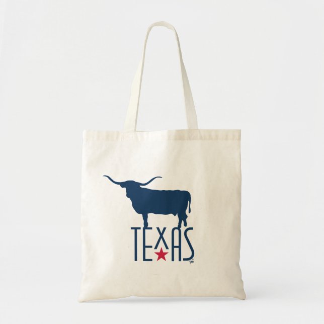 Bolsa Tote Símbolos do Texas, Longhorn, marinho (Frente)