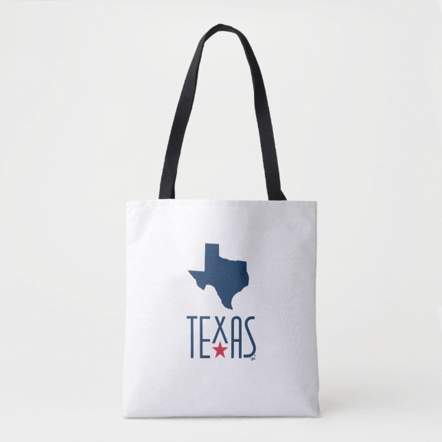 Bolsa Tote Símbolos do Texas, Texas, azul-marinho (Frente)