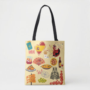 Bolsa Tote Símbolos Espanhóis Amantes de Viagens
