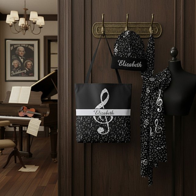 Bolsa Tote símbolos musicais personalizados (Criador carregado)