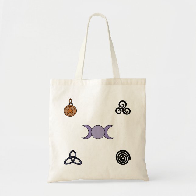 Bolsa Tote Símbolos Wiccan e Pagan (Frente)