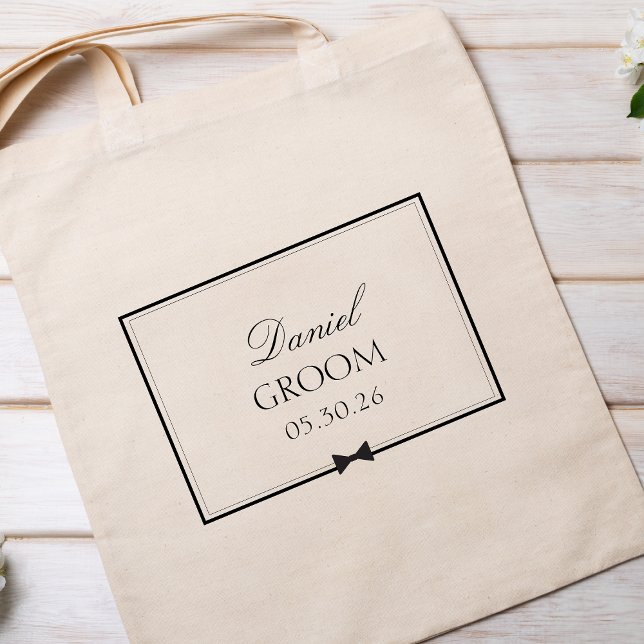 Bolsa Tote Simple Bowtie Groom Personalizado de Casamento Clá (Criador carregado)