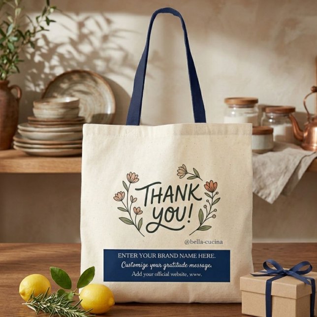 Bolsa Tote Simple Corporate Floral THANK YOU Small Business  (Criador carregado)