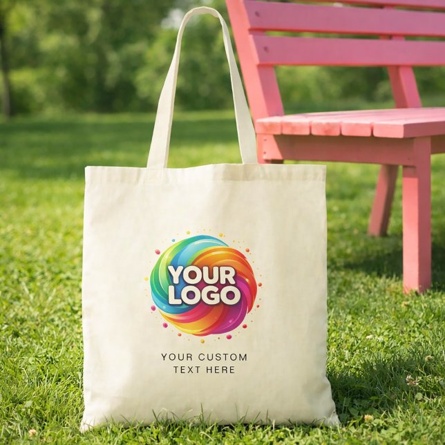 Bolsa Tote Simple Custom Logo and Text Business (Criador carregado)