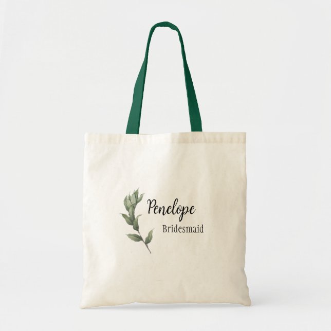 Bolsa Tote Simple Greenery Bridesmaid Wedding Favor Gift (Frente)