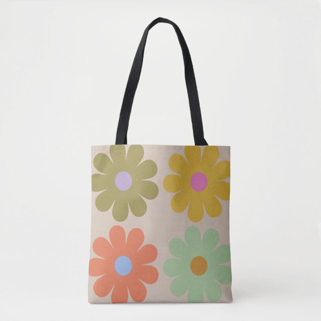 Bolsa Tote Simple Pastel Vintage Flower Pattern (Frente)