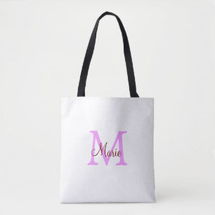 Bolsa Tote simples adicione nome monograma rosa vermelho
