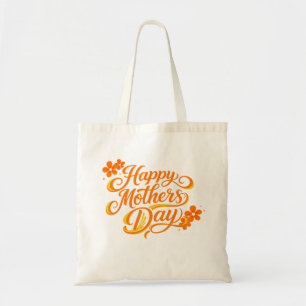 Bolsa Tote Simples Calligraphy Floral Dia das Mães Feliz