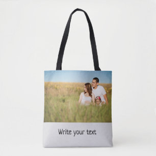 Bolsa Tote simples e mínimo adicionar seu texto foto      ch