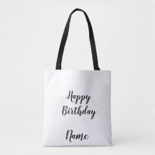 Bolsa Tote simples feliz aniversário minimal adicione seu nom