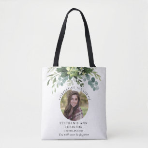 Bolsa Tote Simples Foto Funeral Ordem de Serviço Memorial