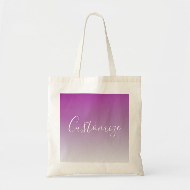 Bolsa Tote Simples Gradiente Ombre Roxo Minimalista Moderno (Frente)