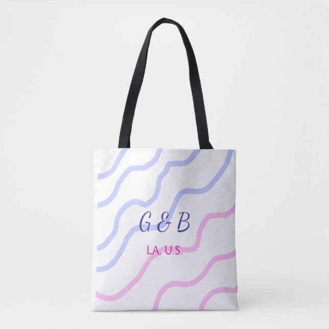 Bolsa Tote SIMPLES MINIMAL adicione o nome do casal texto do  (Frente)