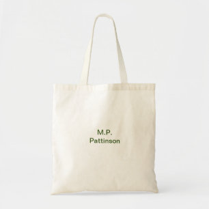 Bolsa Tote Simples minimal verde adicione seu texto nome foto