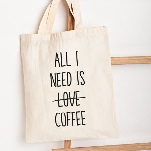 Bolsa Tote Simples minimalista de citação de café engraçado