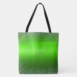 Bolsa Tote Simples Monograma de Lâmpada Verde Bruta de Metal