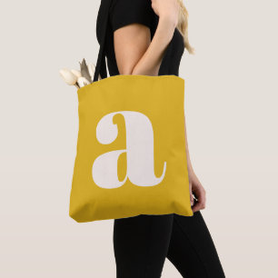 Bolsa Tote Simples Monograma Inicial Retro Amarelo de Verão e
