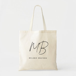 Bolsa Tote Simples preto Minimalista Dois Monogramas
