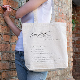 Bolsa Tote Simples Script Black White Weding Fatos Divertidos