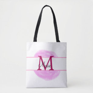 Bolsa Tote simples textura de aquarela rosa adicionar o texto